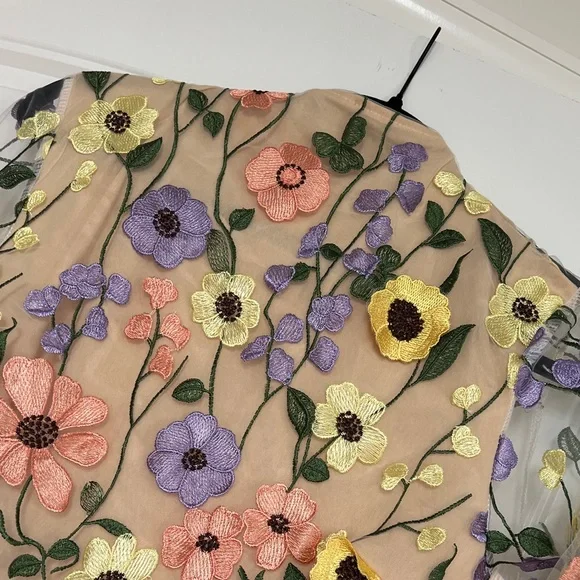 Floral Embroidered Long Sleeve Dress - Picture 4 of 10